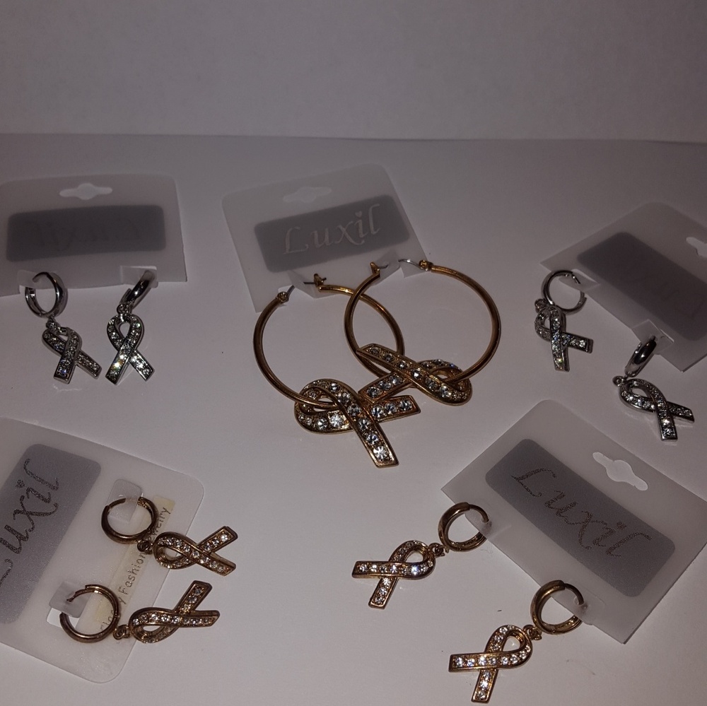 Crystal CZ hope cancer awareness earrings